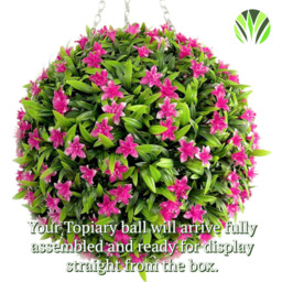 Best Artificial 28cm Pink Lily Hanging Basket Flower Topiary Ball - Pink - thumbnail 5