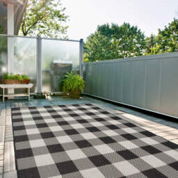 Ecology Collection Checkered Outdoor Rug - Black / 200cm - thumbnail 2
