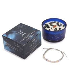 Gemini Zodiac Crystal Candle Gemstone Bracelet Set Tigers Eye - Blue - thumbnail 3