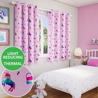 Pair of Charm Room Darkening Thermal Print Eyelet Curtains - Pink / 117cm / 183cm - image 1