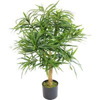 Artificial Dracaena Plant Natural Wood Trunk 100cm - Green
