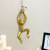Gold Resin Hanging Monkey Decoration - Gold