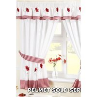 Poppies Pencil Pleat Curtains - White / 137cm / 168cm