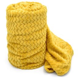 Snug Soft Chevron Patterned Blanket Mink Throw  - Ochre / 127x152 - thumbnail 4