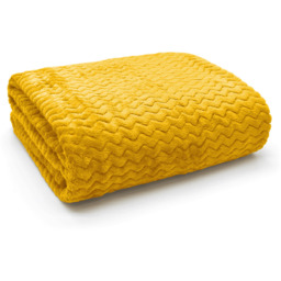 Snug Soft Chevron Patterned Blanket Mink Throw  - Ochre / 127x152 - thumbnail 5