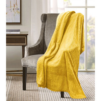 Snug Soft Chevron Patterned Blanket Mink Throw  - Ochre / 127x152 - thumbnail 1