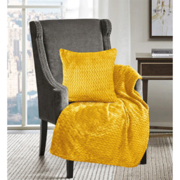 Snug Soft Chevron Patterned Blanket Mink Throw  - Ochre / 127x152 - thumbnail 2