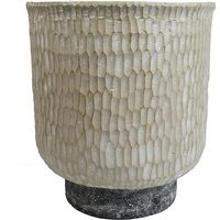 Brushed Gold Stone Effect Planter Composite Plant Pot - White