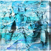 London Battle of Britain Men Marching Graphic Art Wrapped on Canvas - Blue / 101cm