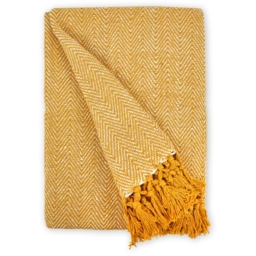 Herringbone Blanket Throw - Ochre / 178cm / 254cm - thumbnail 2