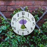 Rustic Style 27cm Lavender Design Outdoor Indoor Wall Clock - White