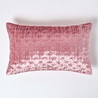 Crushed Velvet Cross Stich Cushion Cover - Blush Pink / 50cm - thumbnail 1