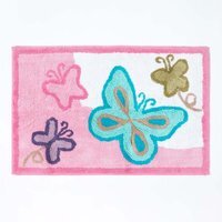 Cotton Tufted Pink Butterfly Children Rug - Pink