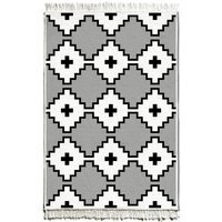 The Mia Blanc And Noir Kilim Rug - 150 cm x 100 cm - Black and White - image 1