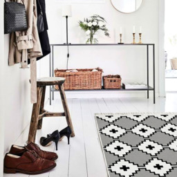 The Mia Blanc And Noir Kilim Rug - 150 cm x 100 cm - Black and White - thumbnail 2