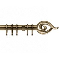 25-28mm Flame End Antique Brass Metal Curtain Pole Set - Antique Brass / 120cm