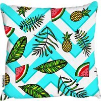 Green leaves and pineapple and watermelon Cushion - blue / 60cm