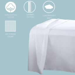 200 Thread Count Flat Sheet - White / Superking - thumbnail 2