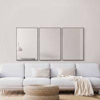 3 x Manhattan Black Aluminium Framed Modern Wall Mirror - Black - image 1