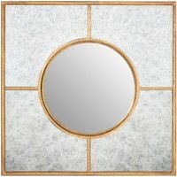 Sana Medium Rectangular Wall Mirror with Bevelled Frame - Gold