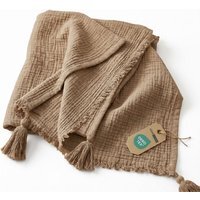 Pure Handmade Cotton Muslin Bed Throw Blanket - Beige