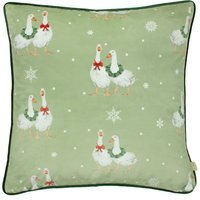 Winter Geese Printed Cushion - Multicolour / Polyester