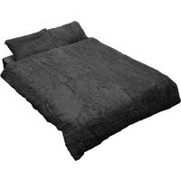3Pcs Dark Grey Single Side Faux Mink Fleece Duvet Set - Dark Grey / Single - thumbnail 1