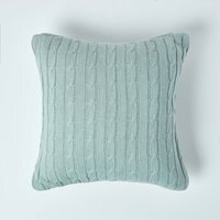 Cotton Cable Knit Cushion Cover - Duck Egg Blue - thumbnail 1