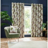 Set of 2 Galapagos Jacquard Eyelet Curtains - Green / 117cm / 183cm - image 1