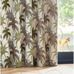 Set of 2 Galapagos Jacquard Eyelet Curtains - Green / 117cm / 183cm - thumbnail 2