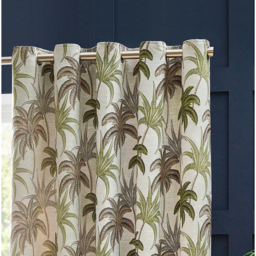 Set of 2 Galapagos Jacquard Eyelet Curtains - Green / 117cm / 183cm - thumbnail 5