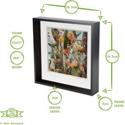 "3D Deep Box Photo Frames - 10 x 10"" with 8 x 8"" Mount - WhiteWhite - White" - thumbnail 5