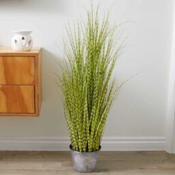 Large Artificial Potted Plant Faux Zebra Grass - Green,Silver - thumbnail 2