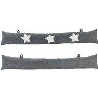 Mismatched Herringbone Draught Excluder Set - 78.5cm - Grey