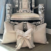 Plush Velvet Bespoke Cushion Set With Piping Cream And Ivory - Cream