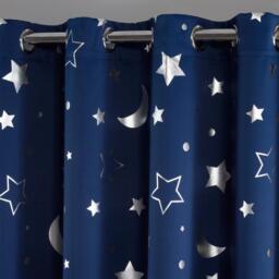 Star Eyelet Pair Of Blackout Curtains - Blue / 228cm - thumbnail 2