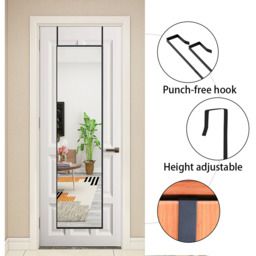 Over-the-Door Metal Full Length Mirror - Black - thumbnail 4