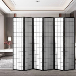 Japanese Folding Wooden Room Divider - Black / 270cm - thumbnail 2