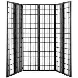 Japanese Folding Wooden Room Divider - Black / 270cm - thumbnail 3