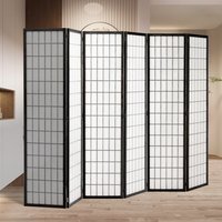 Japanese Folding Wooden Room Divider - Black / 270cm - thumbnail 1