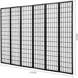 Japanese Folding Wooden Room Divider - Black / 270cm - thumbnail 4