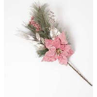 Homescapes Pink  Green Poinsettia Christmas Swag, 71 cm - Pink - image 1
