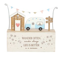 Wander Often Beach Hut Caravan Wooden Decor Sign - Brown - thumbnail 5