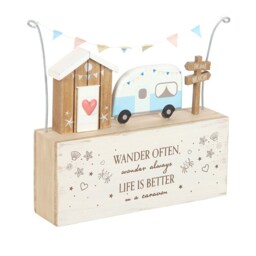 Wander Often Beach Hut Caravan Wooden Decor Sign - Brown - thumbnail 3