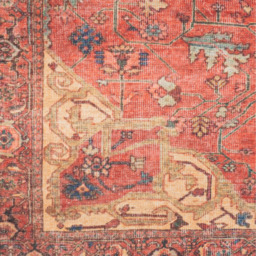 Coral Distressed Washable Area Rug - Beige & Coral / 200cm x 290cm - thumbnail 5