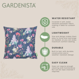 Outdoor Scatter Cushion Printed Garden Furniture Pillow -  Flower Meadow Navy - thumbnail 3