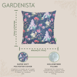 Outdoor Scatter Cushion Printed Garden Furniture Pillow -  Flower Meadow Navy - thumbnail 4