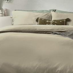Mallow Bowtie Cotton Duvet Cover Set - Linen / Double - thumbnail 4
