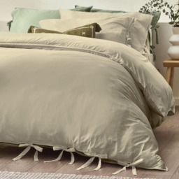 Mallow Bowtie Cotton Duvet Cover Set - Linen / Double - thumbnail 3