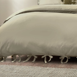 Mallow Bowtie Cotton Duvet Cover Set - Linen / Double - thumbnail 2
